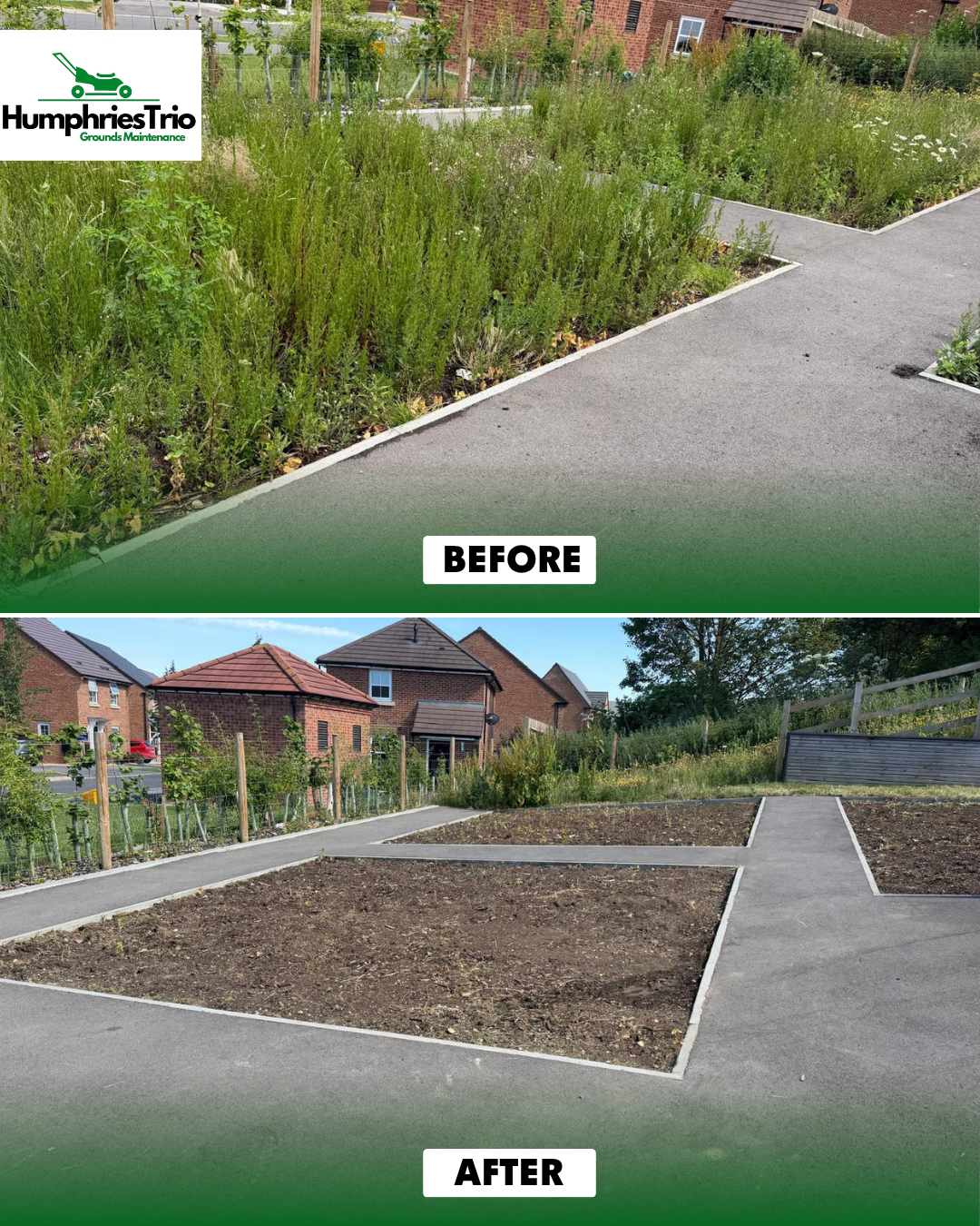 Development planting bed clearance before and after