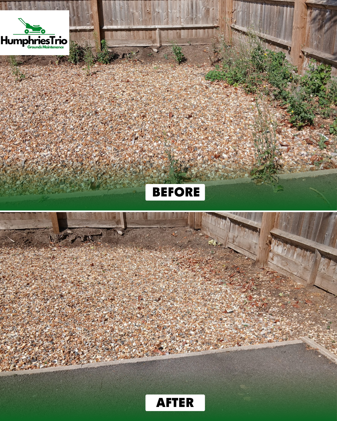 Courtyard border winter maintenance before and after